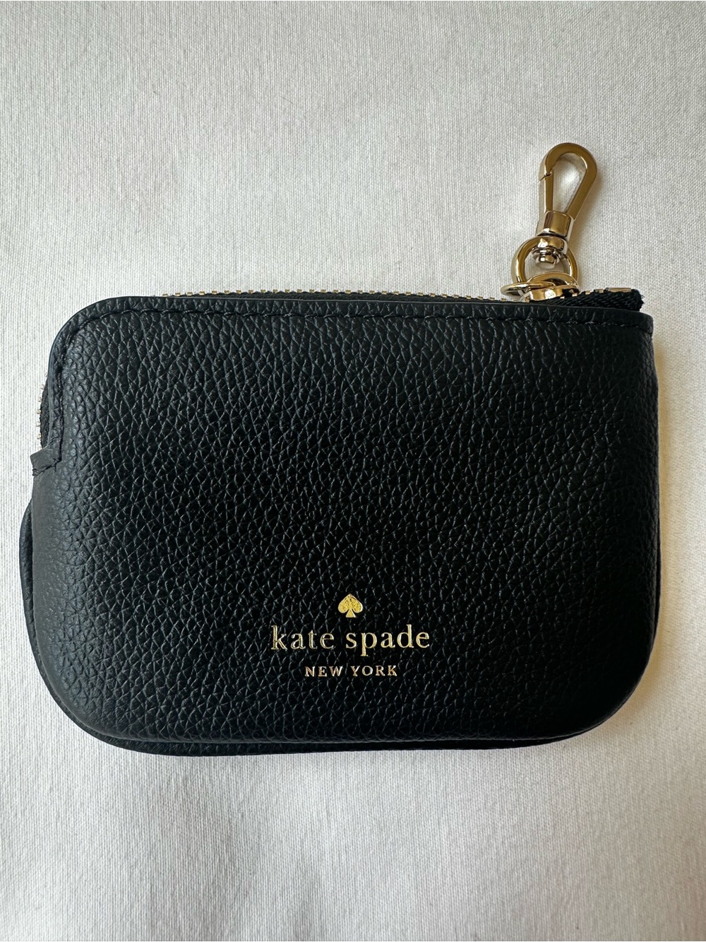 KATE SPADE New York Black Pebbled Leather Coin Purse Keychain Card Holder